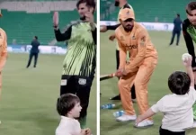 শাহিন আফ্রিদির ছেলের সঙ্গে ক্রিকেটে মাতলেন বাবর আজম