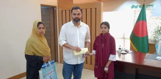 নতুন কুঁড়ির মিথিলাকে যুব ও ক্রীড়া প্রতিমন্ত্রীর আর্থিক সহায়তা