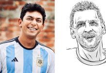 মেসির ছবি আঁকলেন চঞ্চল চৌধুরী