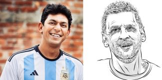 মেসির ছবি আঁকলেন চঞ্চল চৌধুরী