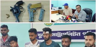ঢাকায় ডিবি’র সাঁড়াশি অভিযান: খুলনার সন্ত্রাসী তুষারসহ ৫ সহযোগী গ্রেপ্তার, অস্ত্র-গুলি উদ্ধার