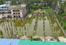 সাড়ে ৫ বছর কাজ বন্ধ: ঝিনাইদহে নির্মাণাধীন পৌর মার্কেটের বেজমেন্টে চলছে মাছ চাষ!