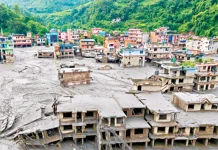 ৮-১০ মিটার উঁচু বরফ, পাথর, কাদার তোড়ে জনপদ ধ্বংস