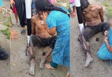 চুরির অভিযোগে আটক ক্ষুধার্ত বাবার মুখে রুটি তুলে দিচ্ছে মেয়ে