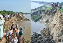 সাতক্ষীরার কুড়িকাহুনিয়া বেড়িবাঁধে ভয়াবহ ভাঙন, জরুরি বাঁধ নির্মাণে গ্রামবাসী
